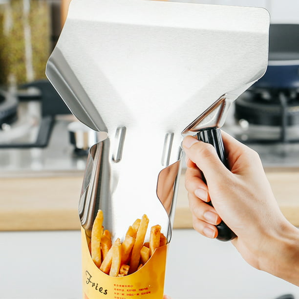 Stainless Steel French Fry Fries Shovel Stainless Steel Bagger for Home & Commer 
